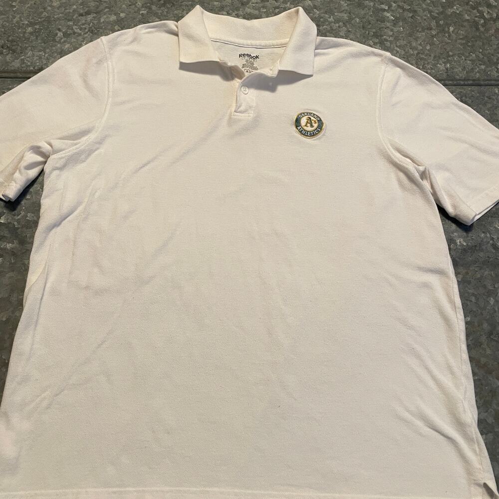 Vintage Oakland A's Athletics Embroidered Polo Shirt Large Reebok Baseball Golf